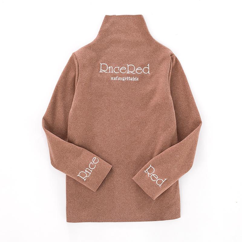 

Осенне-зимние модные пуловеры для детей, теплые толстовки с воротником для мальчиков и девочек, пуловеры с буквами, свитера, верхняя одежда 130 кофейный