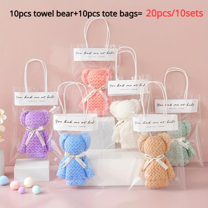 

20pcs/10set Transparent Bag Teddy Bear Towel Gift Set - Perfect for Wedding Gifts, New Year s and Birthday Gifts