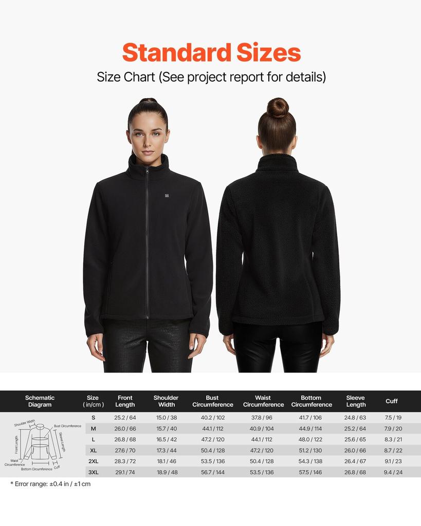 Heated Fleece Jacket for Women, Heated Sweatshirt with 7.4V 16000mAh Rechargeable Power Bank Pack, 6 Heating Zones, 3 Temp Levels, 3h/6h/10h Warmth,