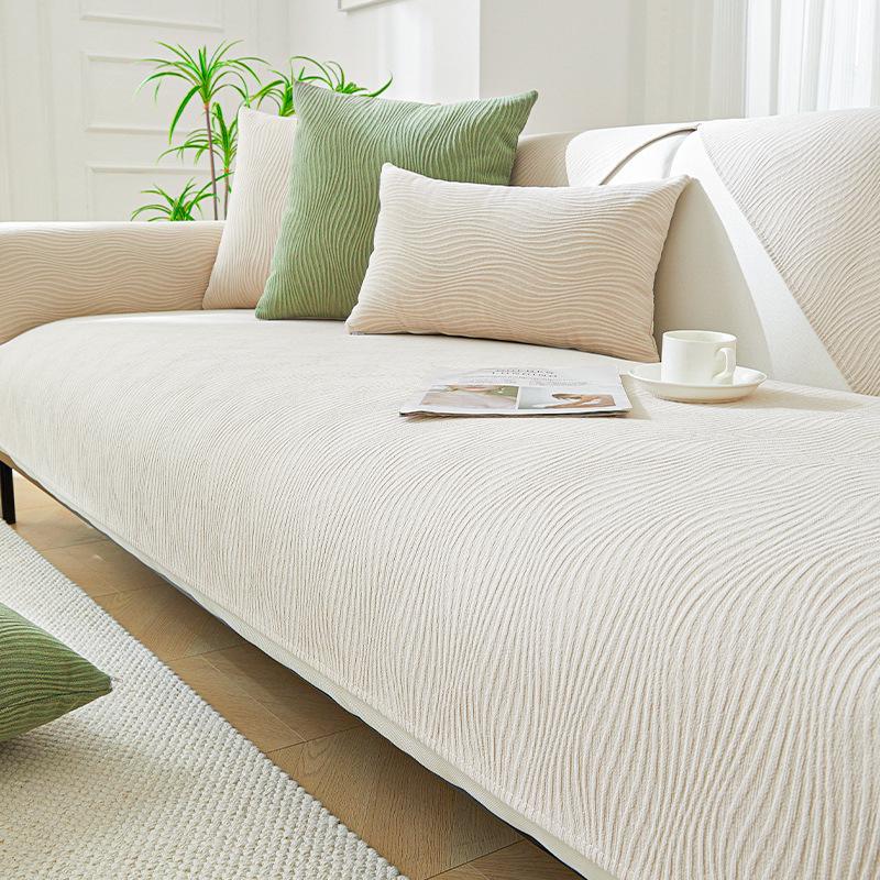 Sofa Cover Chenille Anti Cat Scratch No Pilling Solid Color Universal for All Seasons Sofa Covers for Living Room