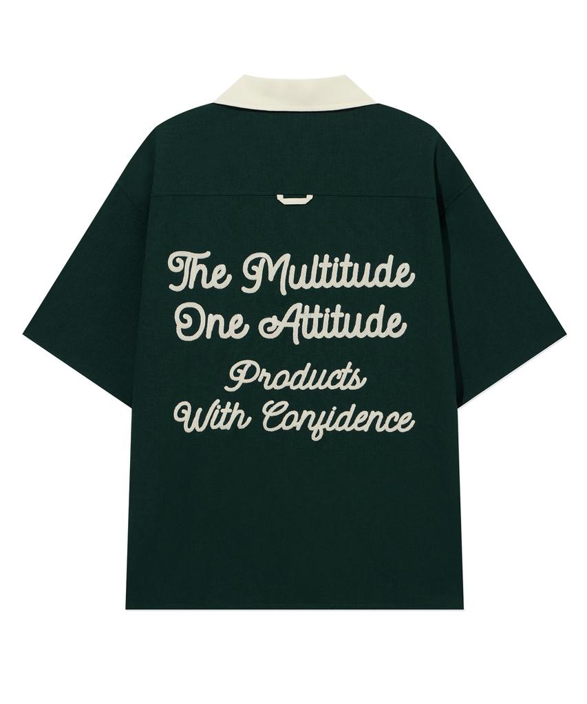 COVERNAT Lettering Half Shirt Green
