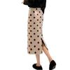 Women's Polka Dot High-Waist Knit Skirt - Autumn/Winter Trendy Mid-Length Wool Split Design