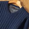 Men's Thick Knit V-Neck Sweater - Plus Velvet, Warm Autumn/Winter Base Layer, Long Sleeve.