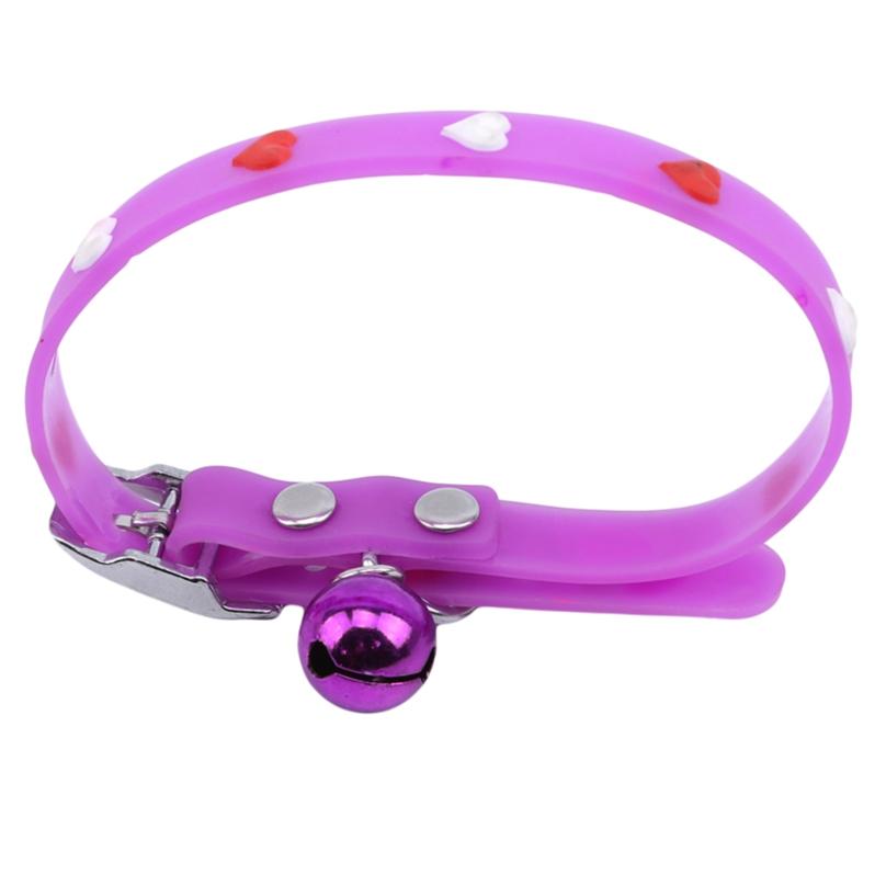 Adjustable Colorful Collar Bell Pet Cat Dog Love Hearts Patterns Neck Collar