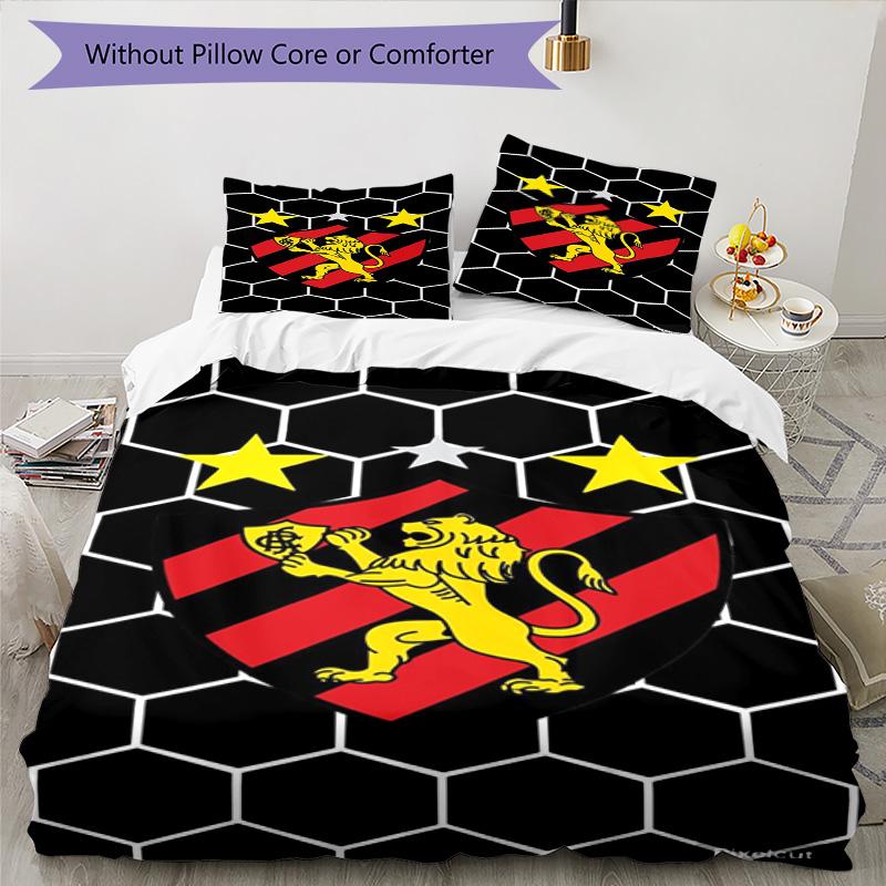 Sport Club Football Crest Printed Pattern Duvet Cover Set – includes 1 duvet cover and 2 matching pillowcases Bedroom decor Christmas gifts