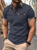 Polo à manches courtes pour homme avec bordure à carreaux, décontracté et polyvalent