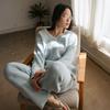 Mellanijoi Mj_Lightweight V-Neck Pajama Two-Piece Set_Blue