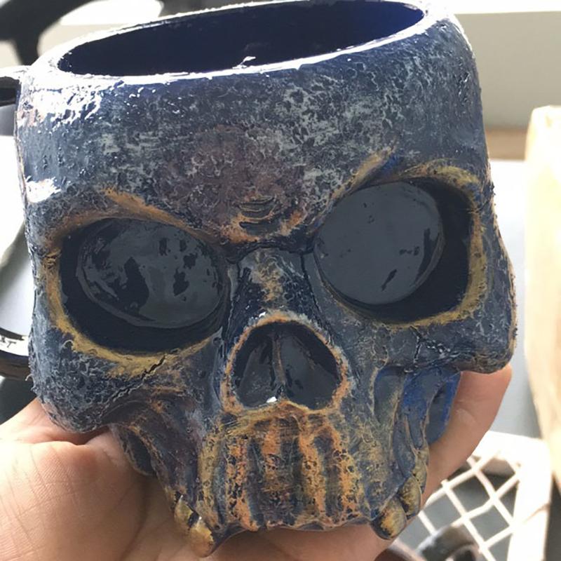 17oz Pryskyřičný Hrnek na Pivo Lebka, Vikingský Bojovník Lebka Krýgl, Středověký Hrnek s Lebkou na Kávu/Nápoje/Džus