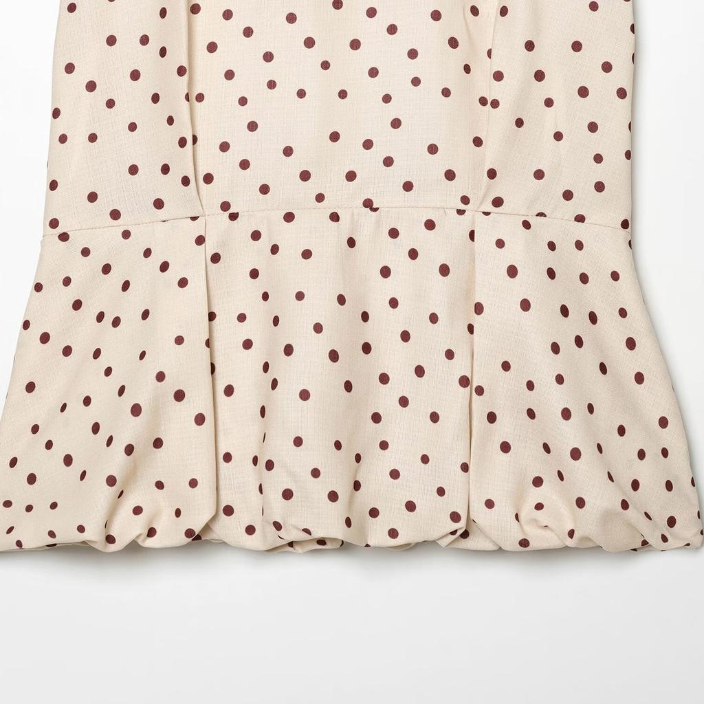 European and American style, new women's clothing, polka dot linen blended balloon version top 3911700