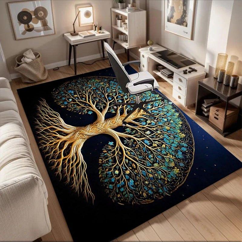 """Goldener Baum des Lebens Wandkunst Dekor" Büromatte Perfekt für Heimdekoration Schreibtischstuhl Teppiche Stuhlteppich für Büro Polyester Stuhlmatte Geschenk"""