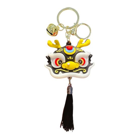 Keychain Dragon Head Bell Tassel Decor Barevné nerezové Nádherná jarní taška s přívěskem Držák na klíče Organizér na klíče