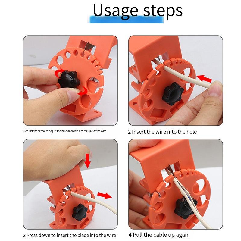 1PC Cable Stripper, Manual Quick Stripper, Adjustable Handheld Wire Stripper, Plastic Skin Rubber Material Outer Skin Peeling