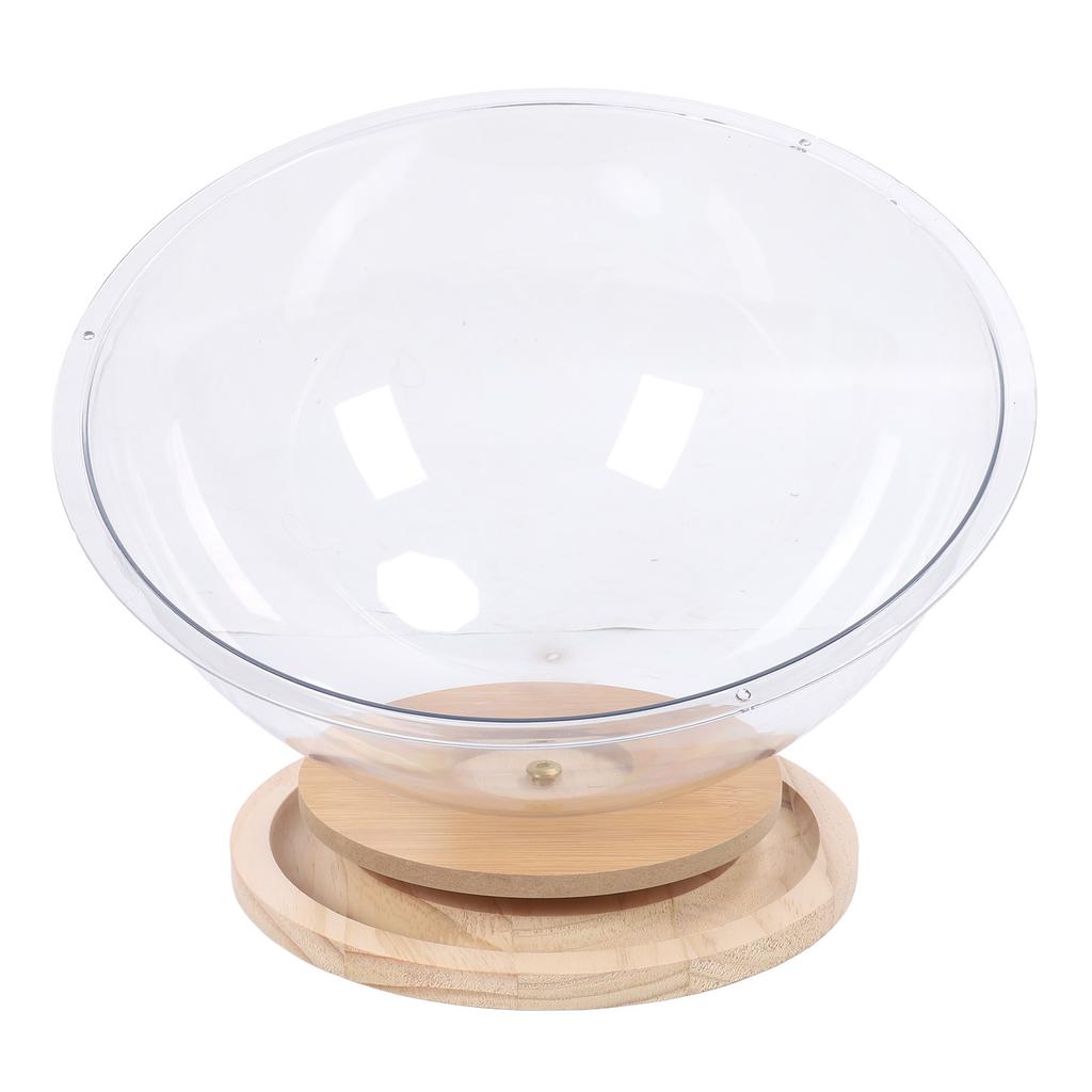 Space Capsule Cat Bed Clear Acrylic with Wood Turntable Catnip Ball Track Toy Elevated Cat Bed for Cats Sleeping Playing