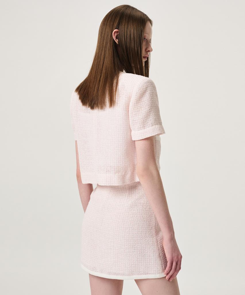 ETMON Summer Tweed Mini Skirt, Pink