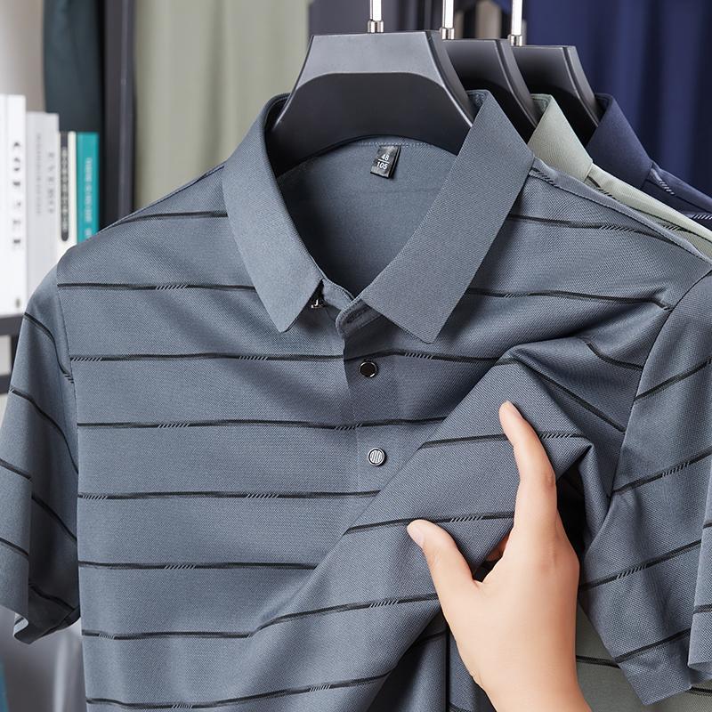 Men's Short Sleeved T-shirt Summer Middle Aged Fashion Half Sleeved Flip Collar Polo Shirt