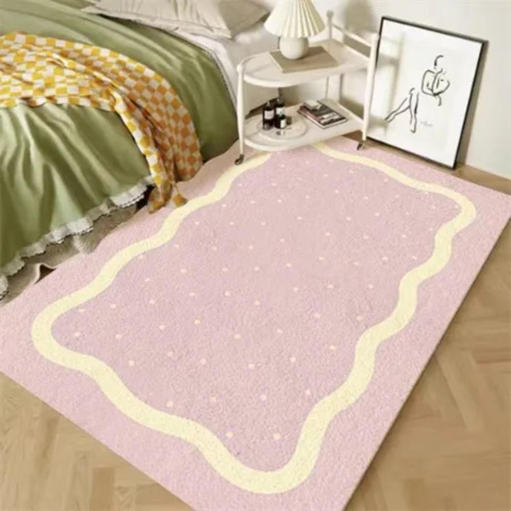 Cream Style Rugs for Bedroom Thick Plush Living Room Decoration Anti-slip Carpet Fluffy Soft Bedside Rug Home Washable Floor Mat