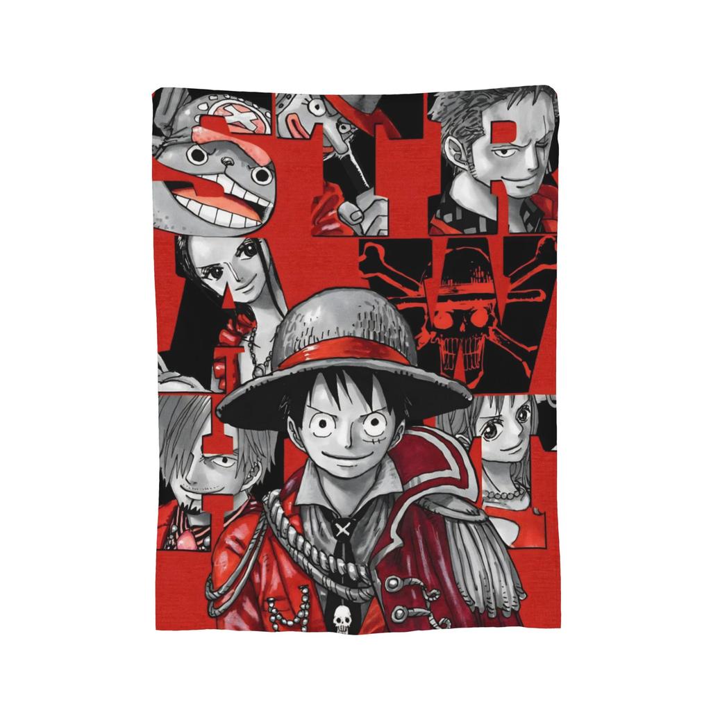 Luffy Anime  Fleece Throw Blanket Luffy Zoro Sanji Blankets for Bed Car Super Soft Bedding Throws,