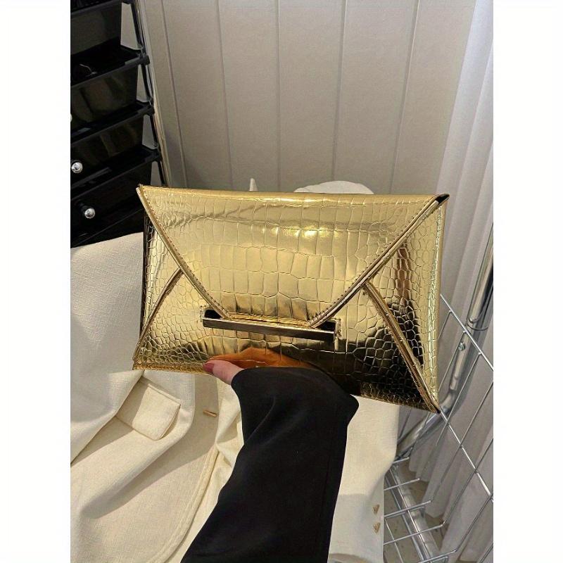 Crocodile Print, Snake Print, Solid Color, Minimalist, Fashionable, Casual PU Clutch, Envelope Bag