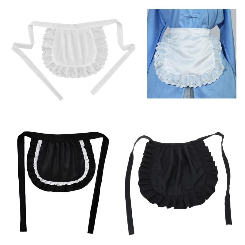 Halloween Girl Maid Cosplay Costume Half Apron Maid Cosplay Apron for Halloween Cosplay Themed Parties