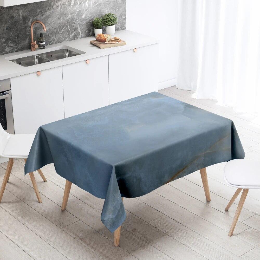Marble Pattern Table Cloth Home Decor Stain Resistant Waterproof  Decoration Rectangular Kitchen Fireplace Countertop