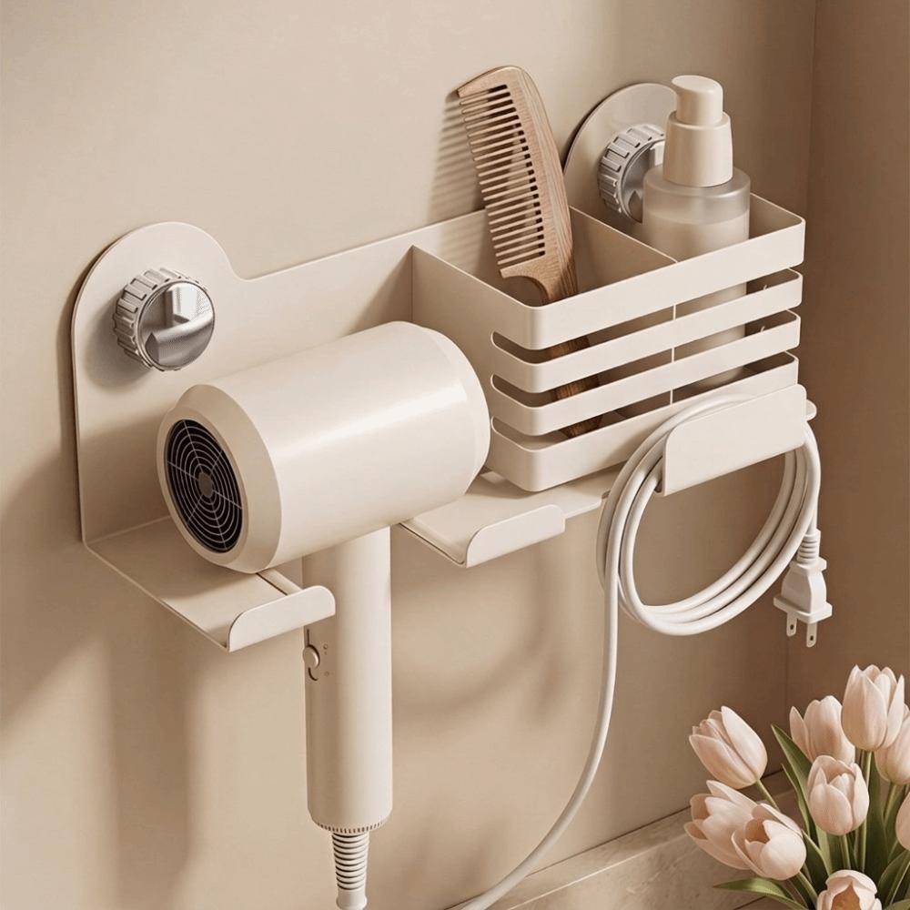 No-Drill Hair Dryer Storage Rack Carbon Steel Hair Straightener Holder Blow Dryer Hanger Bathroom