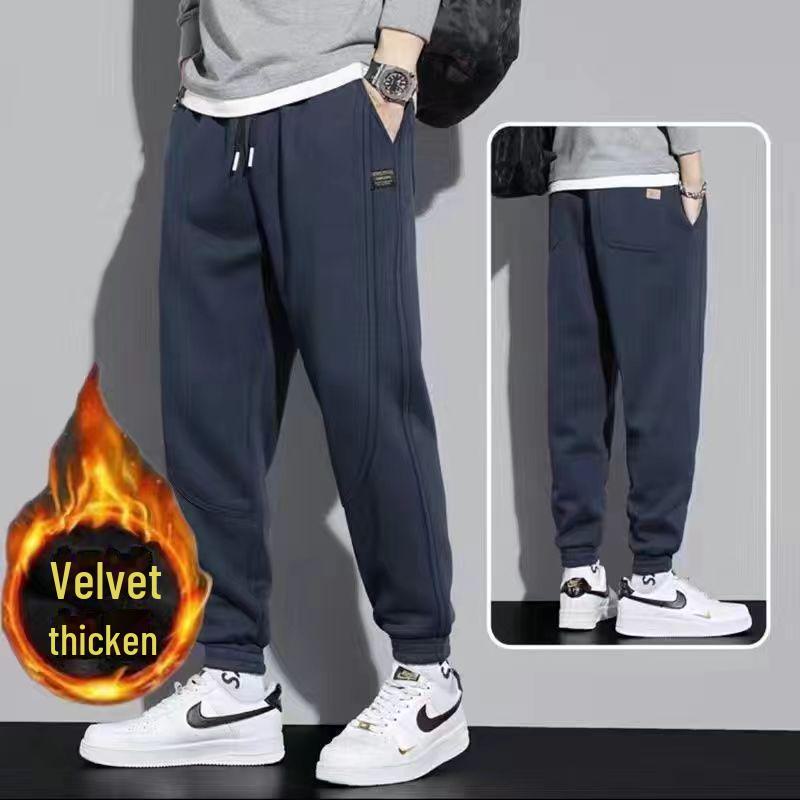 Men's Velvet-Lined Sweatpants - Thick, Trendy, Versatile Sports Trousers for Spring and Autumn