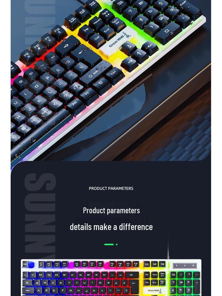 4-in-1 Wired Luminous Gaming Set: Keyboard, Mouse, Headset, Mouse Pad.