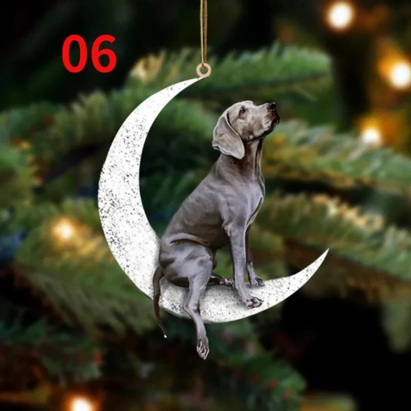 Christmas Decoration Pet Puppy Acrylic Pendant Garland Car Rearview Mirror Dog Hanging Ornaments New Year Tree Home Festoon