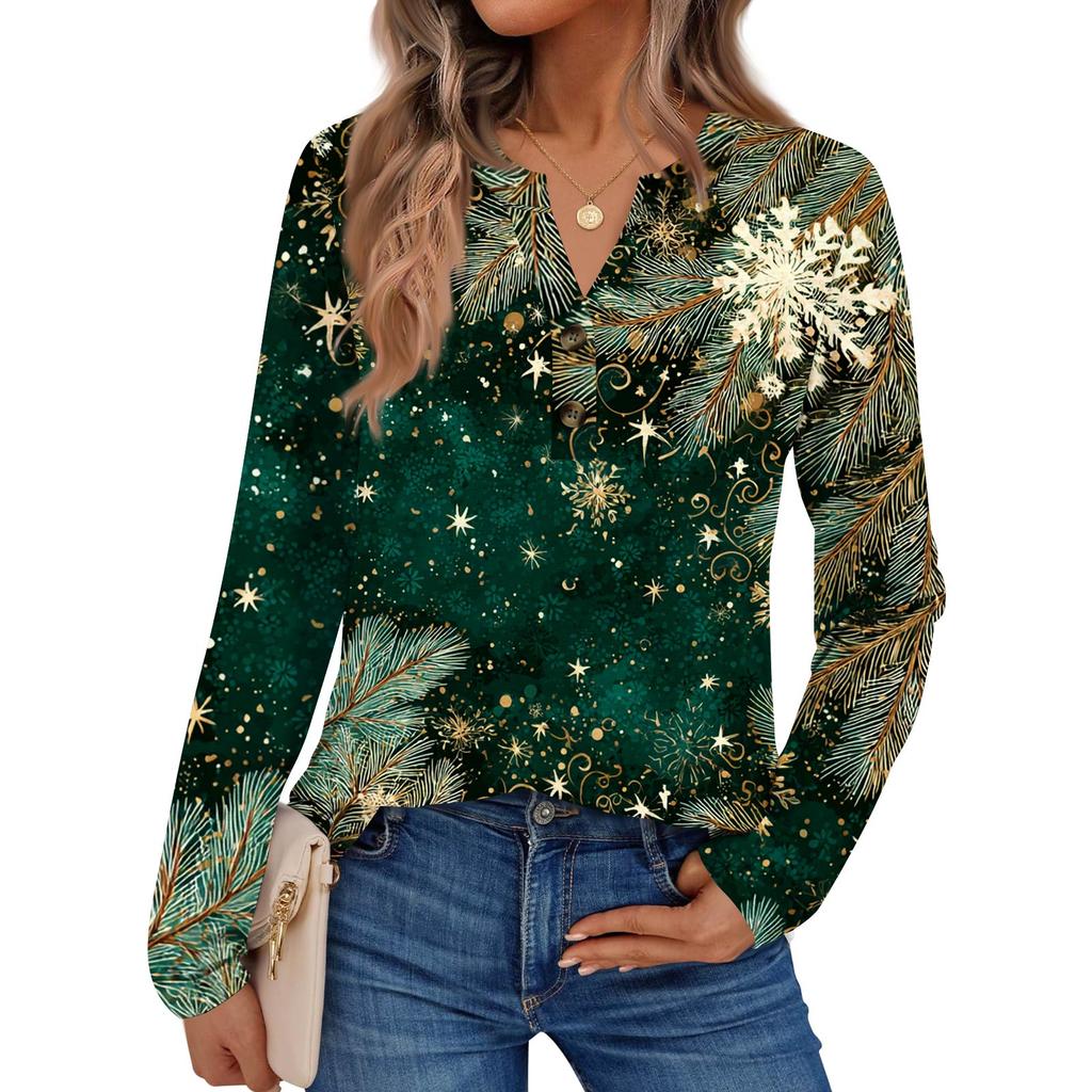 Women's Printed Long Sleeve Shirts Elegant Casual Tops Trendy Shirts Tops