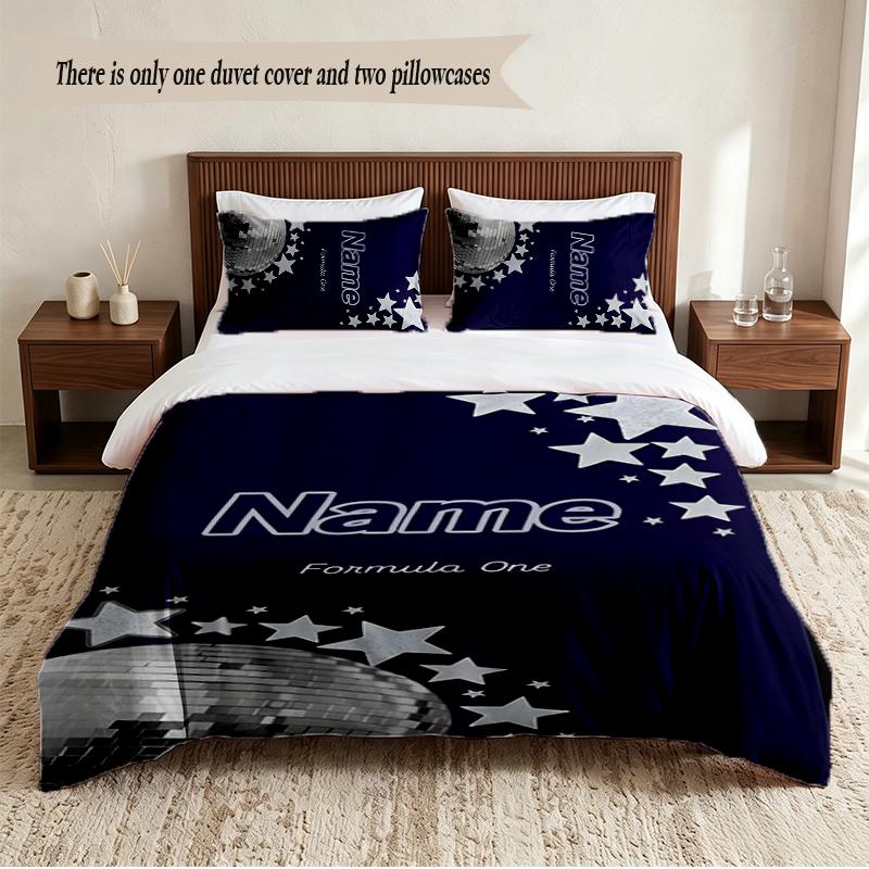 F1 Personalisiertes Individuelles Namens-3-teiliges Bettwäscheset Weiches Bettbezug-Set Für Schlafzimmer Heimdekoration