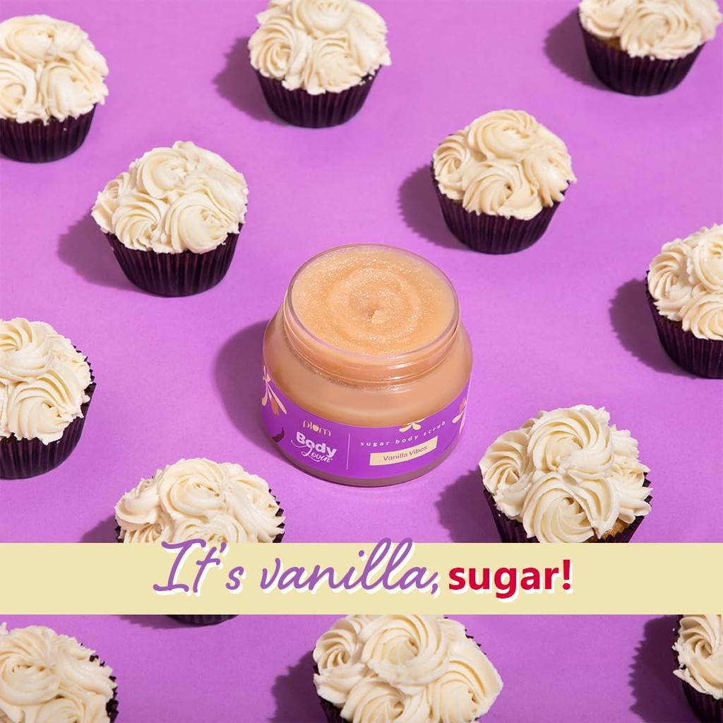 Plum BodyLovin' Vanilla Vibes Sugar Body Scrub 200g Pack of 1 | Moisturizing, Skin Brightening & Vegan Exfoliant