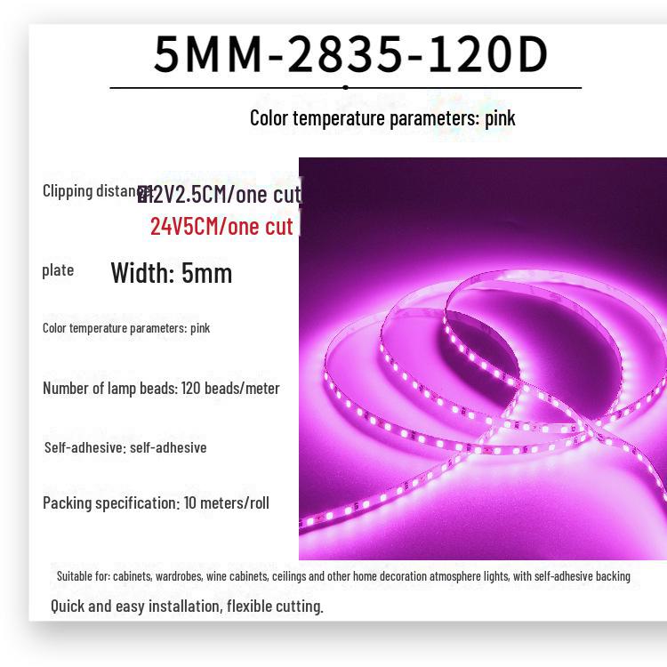 Low Voltage 12V/24V 5mm SMD 2835 LED Linear Light Strip for Wardrobes/Cabinets