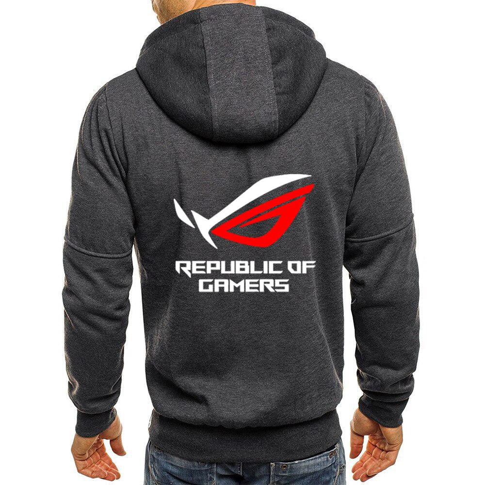 2026 Unisex High Street Fashion Coat Spring And Autumn Loose And Comfortable Hoodies Men's ROG Republic Of Gamers Logo Print Jacket