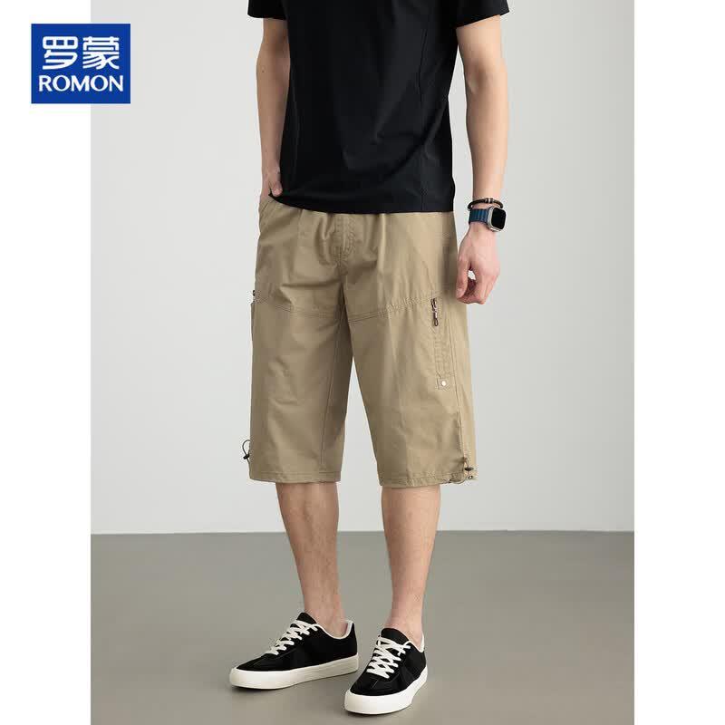 ROMON Men's 100% Cotton Casual Capri Shorts