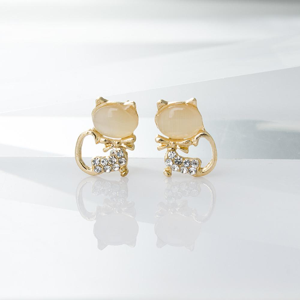 Hot Fashion Earrings/jewelry/Lovely Rhinestone Cat Cute Stud Gifts For Women Girls 2024