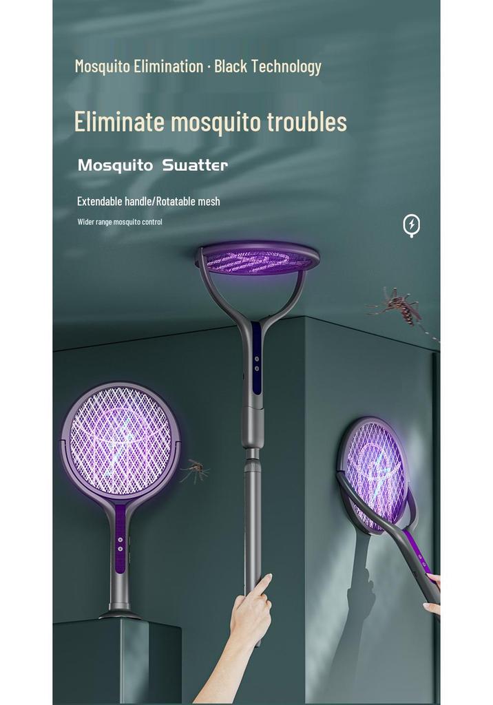 Rechargeable 2-in-1 Telescopic Mosquito Swatter & Purple Light Killer Lamp