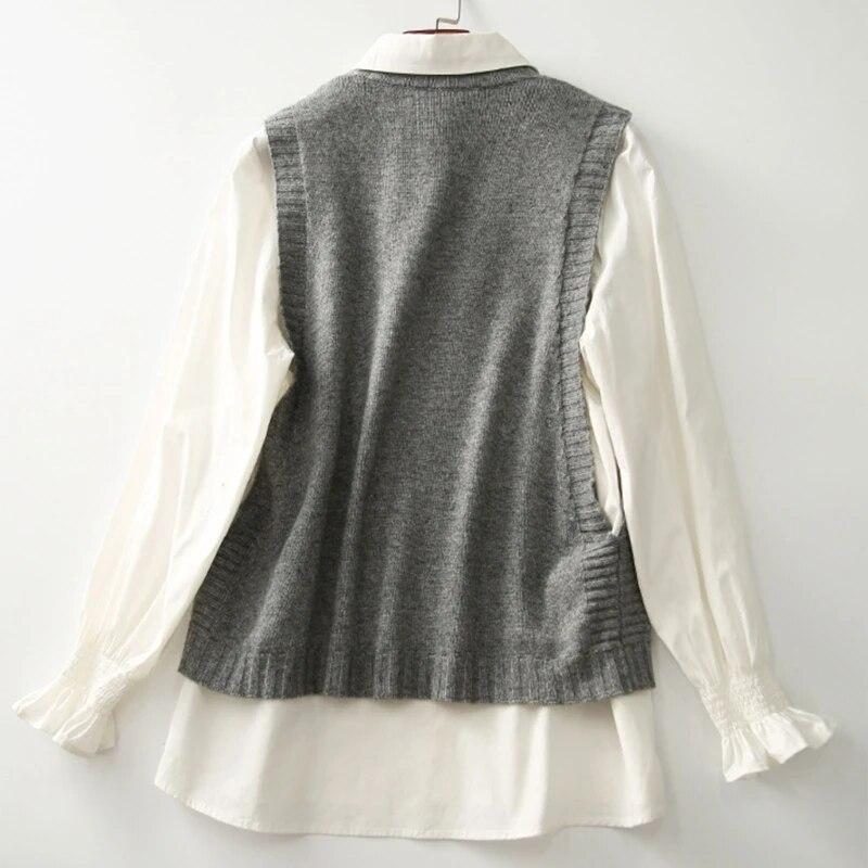 Mode Gestrickte Weste für Frauen Ärmellose Pullover Weste Retro Stricken Tank-Top Koreanische Weibliche Herbst und Winter Casual Stricken Pullover