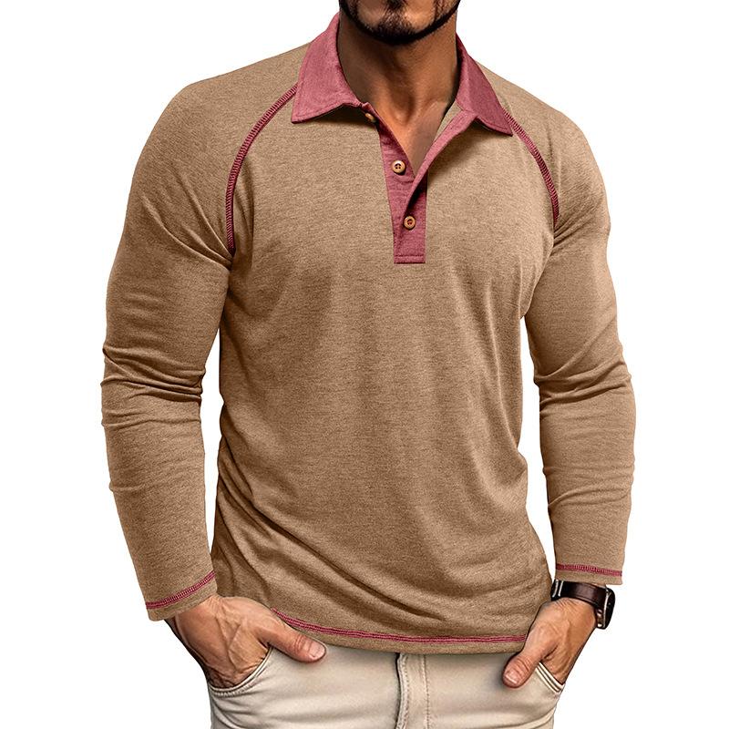 Men's Long-sleeved Lapel T-shirt POLO Shirt Men's Autumn Bottoming Shirt Top