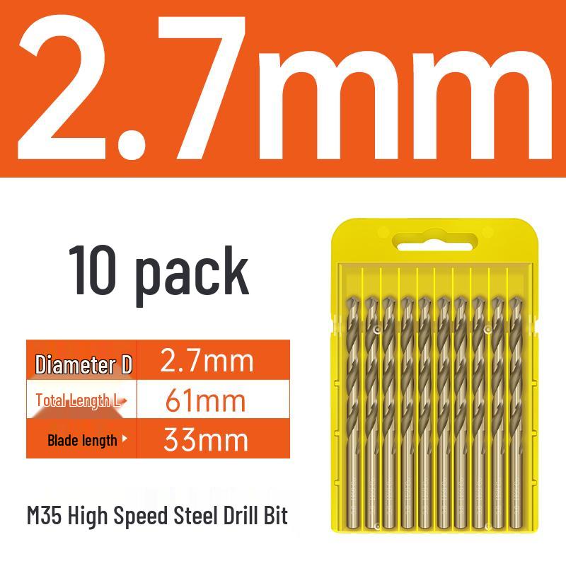 M35 Cobalt Twist Drill Bits Set for Stainless Steel, High Hardness, Straight Shank, Hand & Electric Drills