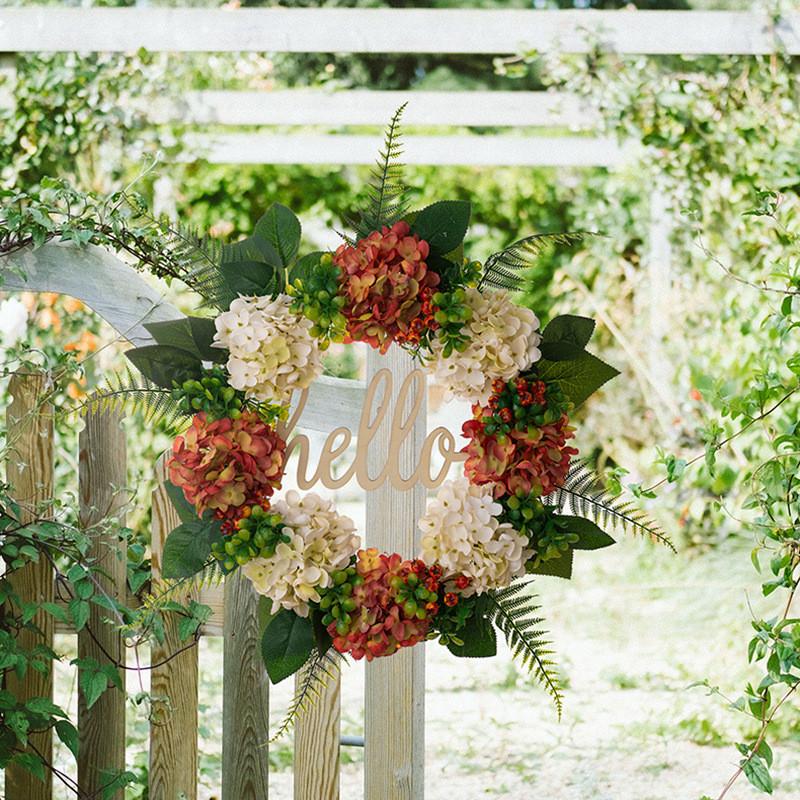 Summer Floral Wreath With Hydrangea And Pomegranate Design For Home Decor