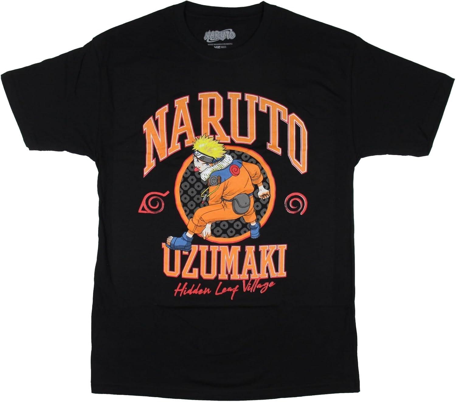 

Мужская футболка Naruto Naruto Shippuden Узумаки Скрытый Лист Аниме Взрослая с круглым вырезом с коротким рукавом S чёрный