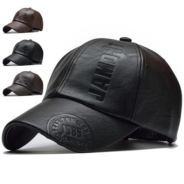 New Fashion Winter Unisex PU Leather Baseball Cap Outdoor Windproof Cold Protection Trucker Hats Street Personality Hip Hop Caps