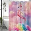 Fantasy Cloudy Pink Flamingo Shower Curtain, Bathroom Decorative Shower Curtain, Waterproof Shower Curtain with Hooks