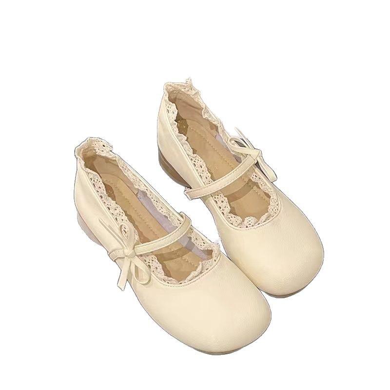 2025 spring and summer new French low-heeled Mary Jane single shoes women's skirt evening shoes shallow mouth Lolita small leather shoes