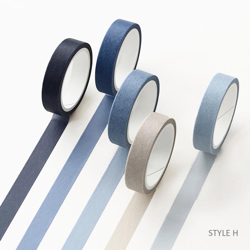 5pcs*5m Solid Color Bullet Journaling Adhesive Tapes Scrapbooking Sticker Masking Tapes Washi Tape Set Stationery Tapes