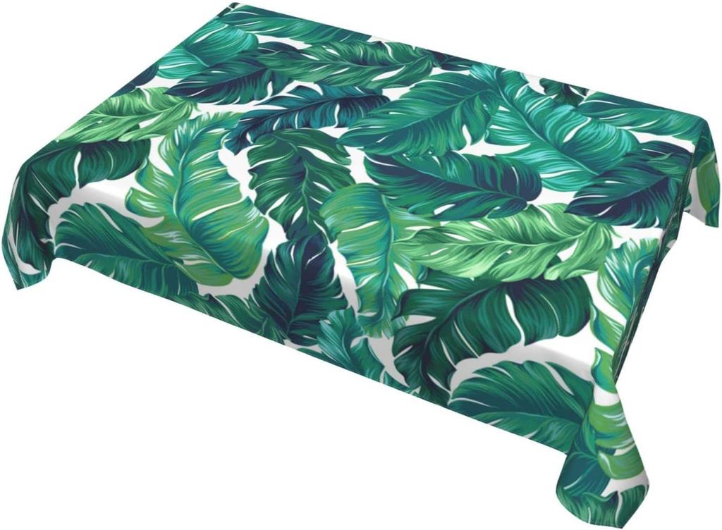 Summer Tropical Hawaiian Leaves Rectangle Waterproof Tablecloth Party Decor Washable Kitchen Dining Tablecloth Home Decorations