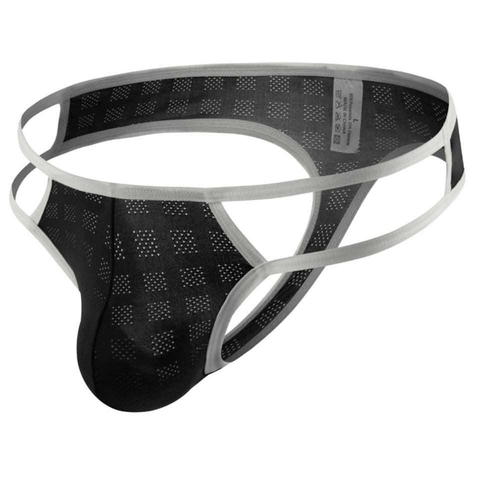 Hollow Men's Thongs Ultra-thin T Back Panties Breathable Mesh Underpants Summer