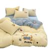 Class A bedding four-piece set solid color cotton cartoon towel embroidered quilt cover skin-friendly washed cotton student dormitory cute kit