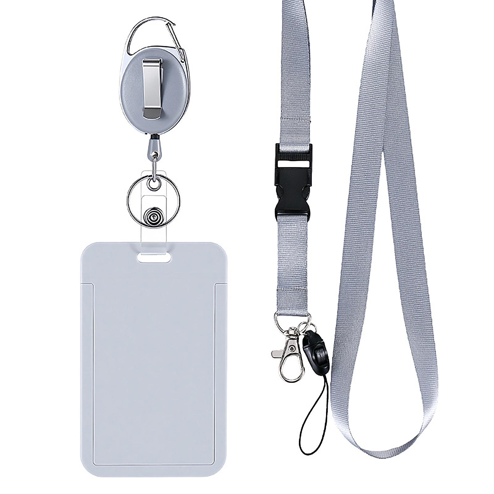 Retractable Badge Holder with Neck Lanyard and Vertical ID Card Holder for Office Employees School Access Cards One Size