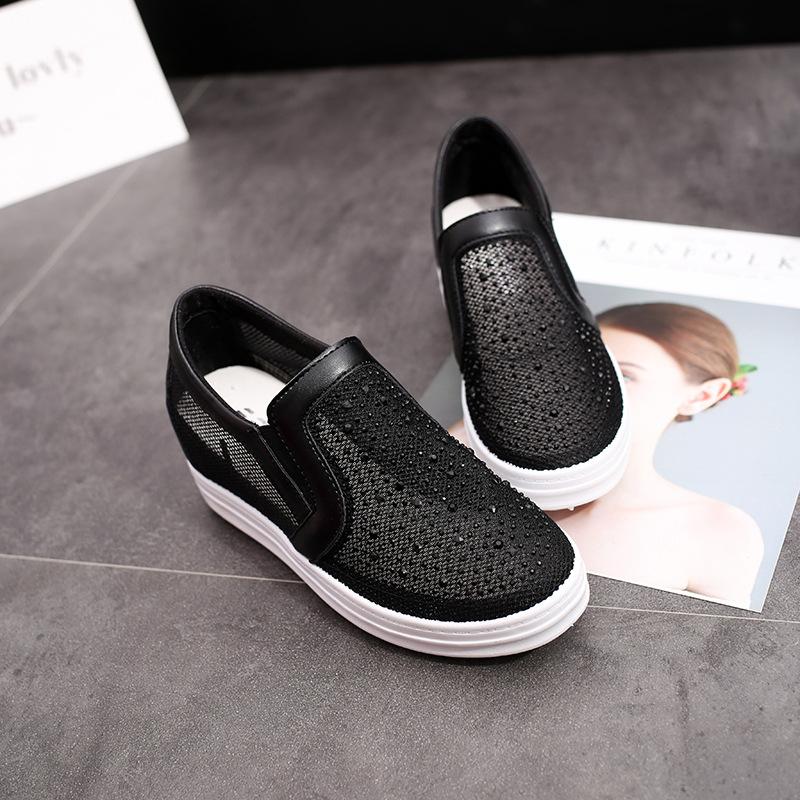 Spring and Summer Mesh Sports Inner Height Increase Women's Shoes Breathable Thick-soled Lazy Fashion Casual Shoes Tide